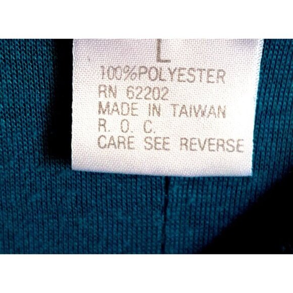 Vintage Adolfo Sport L Long Sleeve Teal Pullover Polyester Round Neck Appliques - Picture 5 of 5